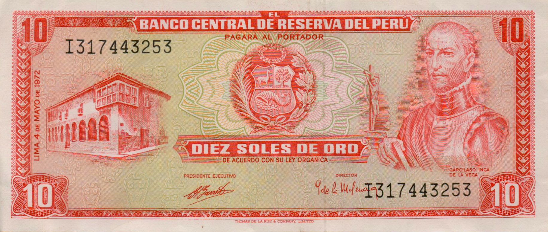 Peru 10 1972 UNC P-100/c